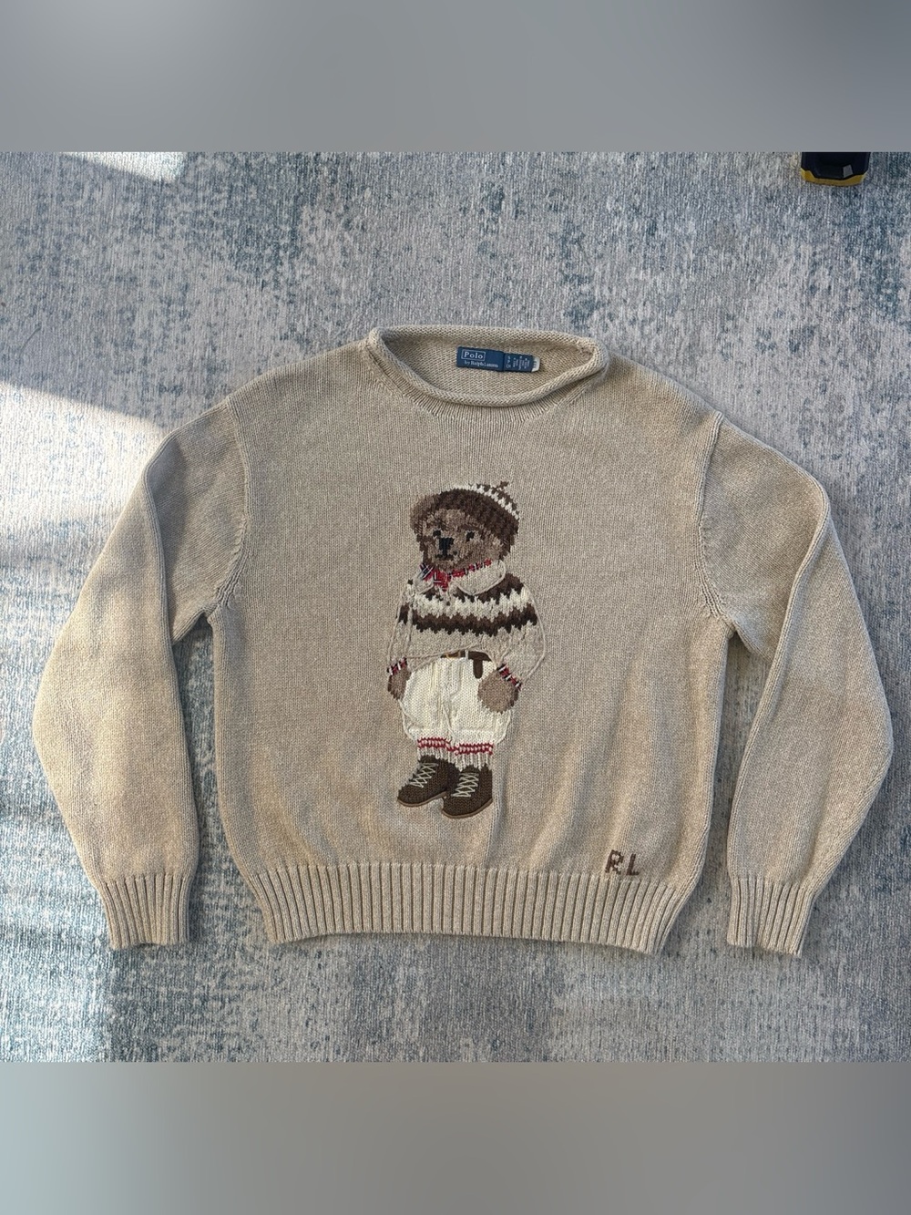 Polo Ralph Lauren Beige Bear Roll Neck Sweater S